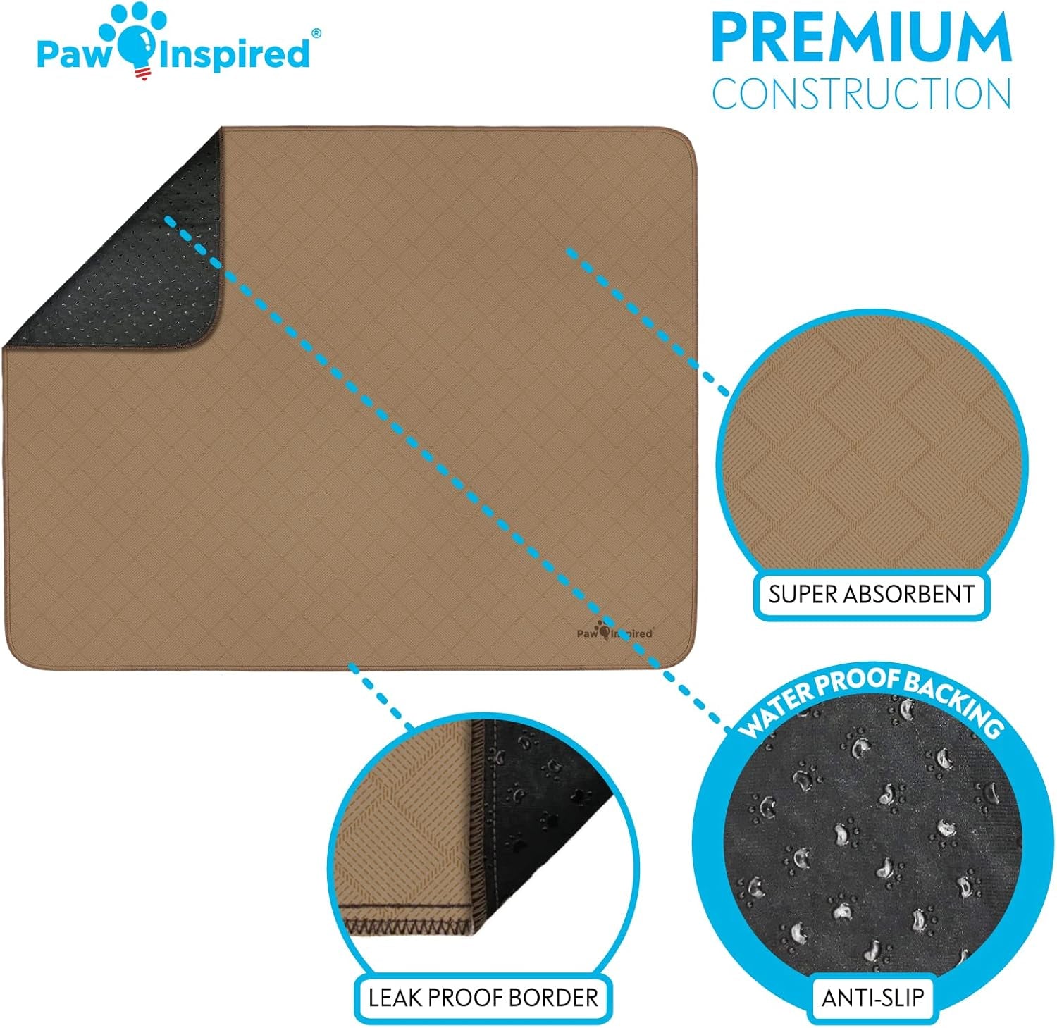 Washable Pee Pads for Dogs | Reusable Puppy Pads | Waterproof Whelping Pads | Washable Training Pet Pads, Washable Potty Pads (48X60 (1 Pack))